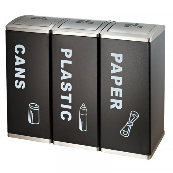 Thùng rác nắp lật phân loại 3 ngăn HTS3N07-B