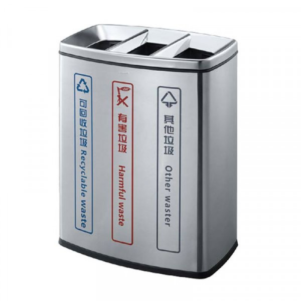 Thùng rác inox phân loại 3 ngăn HTI3N16