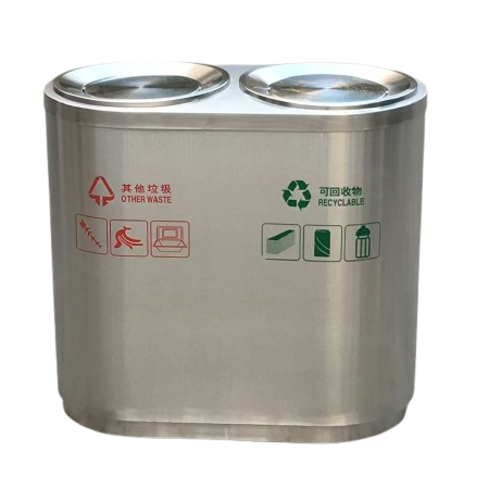 Thùng rác inox nắp lật 2 ngăn TRI2N-BNL