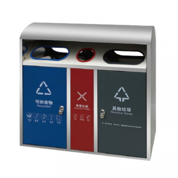 Thùng rác inox 3 ngăn HTI3N-N