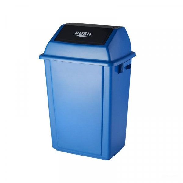 Thùng rác nhựa nắp đẩy 58L xanh nước biển HTN58D-B1