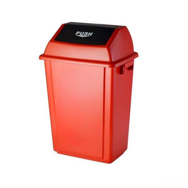 Thùng rác nhựa nắp đẩy 58L màu đỏ HTN58D-R