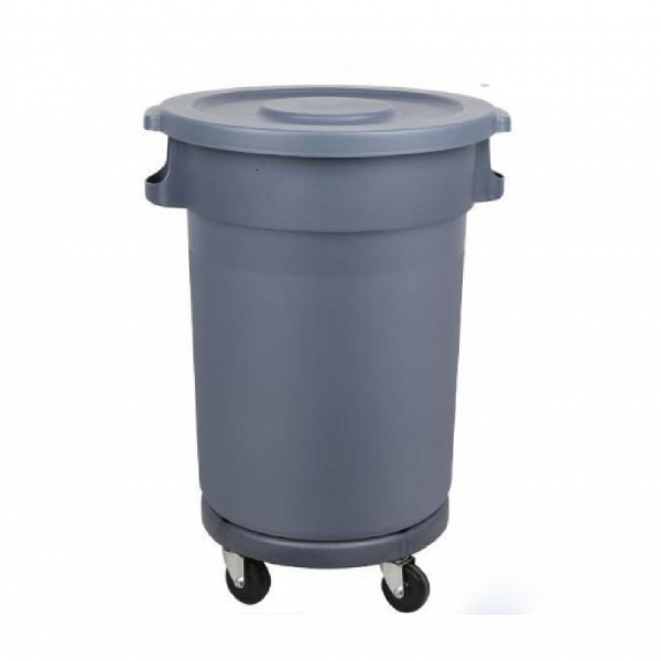 Thùng rác nhựa 120L hình tròn màu ghi HT07502-G2