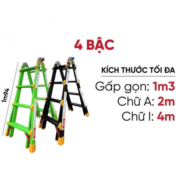 Thang nhôm rút lồng khóa đúc Benboo 4 bậc