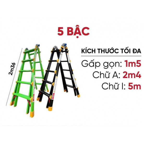 Thang nhôm rút lồng khóa đúc Benboo 5 bậc