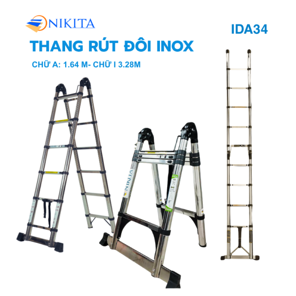 Thang rút đôi Inox chống trượt Nikita IDA34