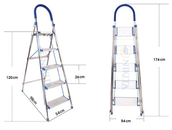 Thang ghế khung nhôm bậc nhôm màu xanh Nikita DL05