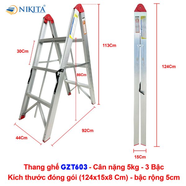 Thang ghế gấp gọn tiện dụng Nikita GZT603