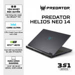 Laptop Acer Predator Helios Neo 14 PHN14-51-99Y8 NH.QRPSV.001 (Intel Core I9 185H |RTX 4060 8GB | 32GB | 1TB | 14.5 inch WQXGA | Win 11 | Đen)