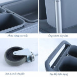 Xe đẩy dọn bàn nhựa khung nhôm có khay HT08174