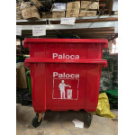 Thùng rác nhựa HDPE 660L màu đỏ Paloca HTN660-R