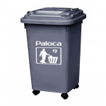 Thùng rác nhựa HDPE 60L màu ghi đen Paloca HTN60-G2
