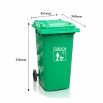Thùng rác nhựa HDPE 120L màu xanh lá Paloca HTN120-G1