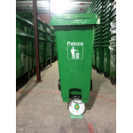 Thùng rác nhựa HPDE 120L đạp chân màu xanh Paloca HTN120DC-G1