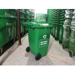 Thùng rác nhựa HDPE 240L màu xanh lá Paloca HTN240-G1