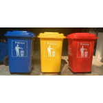 Thùng rác nhựa HDPE 240L màu vàng Paloca HTN240-Y