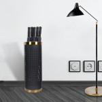 Sọt để ô dù thép sơn đen viền inox vàng Poliva GOTL24-G