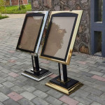 Bảng menu inox mạ vàng khung kính HTG-MN-01