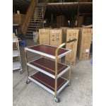 Xe đẩy phục vụ rượu khung inox mạ vàng 3 tầng HTIX55-B