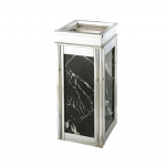 Thùng rác đá hoa cương đen inox trắng HTI-14A-B2