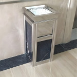 Thùng rác đá hoa cương đen inox trắng HTI-14A-B2