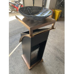 Thùng rác sảnh đồng có gạt tàn thủy tinh HTIZA03
