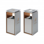 Thùng rác sảnh có gạt tàn inox 304 HTIV02-GT304