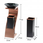 Thùng rác chữ Z inox màu đồng có khay thủy tinh ETKZI00