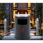 Thùng rác thép phun sơn bán nguyệt HTS-91