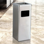 Thùng rác inox vuông có gạt tàn HTA34-B