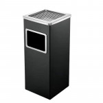 Thùng rác sơn đen vuông có gạt tàn HTS50-GT