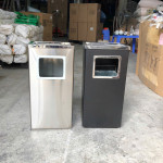 Thùng rác inox chữ nhật có gạt tàn HTI31-GT
