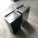 Thùng rác sơn đen chữ nhật có gạt tàn HTS-GT-31