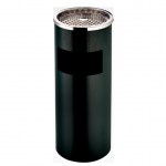 Thùng rác thép phun sơn màu đen tròn có gạt tàn Ø25 HTPSA35-A