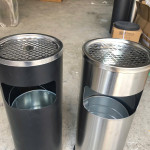 Thùng rác inox tròn có gạt tàn Ø30 HTI-GT-130
