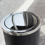 Thùng rác tròn sơn đen nắp lật Ø30 HTS-125