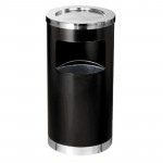 Thùng rác phun sơn đen tròn có gạt tàn Ø38 HTS-94