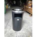 Thùng rác phun sơn đen tròn có gạt tàn Ø38 HTS-94