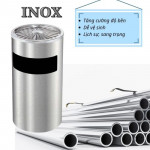 Thùng rác Inox tròn có gạt tàn Ø40 HLTI1A00