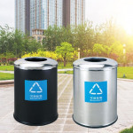 Thùng rác trung tâm thương mại sơn đen tròn Ø60 HTS60-K