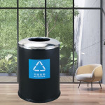 Thùng rác trung tâm thương mại sơn đen tròn Ø60 HTS60-K