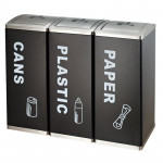 Thùng rác nắp lật phân loại 3 ngăn HTS3N07-B