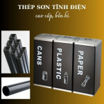 Thùng rác nắp lật phân loại 3 ngăn HTS3N07-B