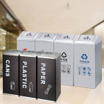 Thùng rác nắp lật phân loại 3 ngăn HTS3N07-B