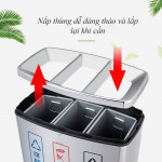 Thùng rác inox phân loại 3 ngăn HTI3N16