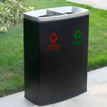 Thùng rác sơn đen 2 ngăn TRS2N