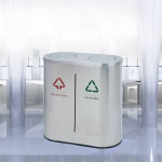 Thùng rác inox nắp lật 2 ngăn TRI2N-B