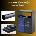 Thùng rác sơn đen 2 ngăn HTS2N-B2