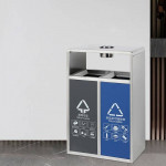 Thùng rác inox 2 ngăn có gạt tàn HTI2N-GT