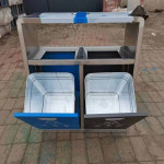 Thùng rác inox 2 ngăn có gạt tàn HTI2N-GT